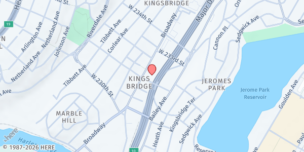 Map showing Van Cortlandt Older Adult Center at 185 West 231st Street, Kingsbridge, NY