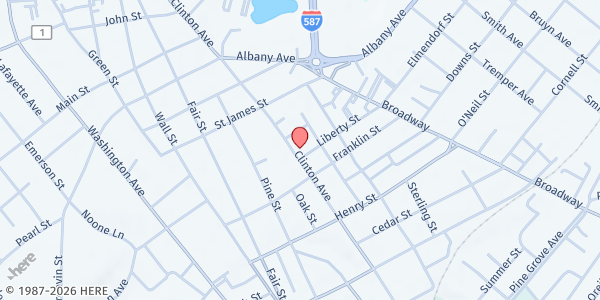 Map showing Caring Hands Food Pantry at 122 Clinton Avenue, Kingston, NY