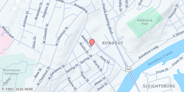 Map showing CATHOLIC CHARITIES COMMUNITY SERVICES - Kingston at 6 Adams Street, Kingston, NY