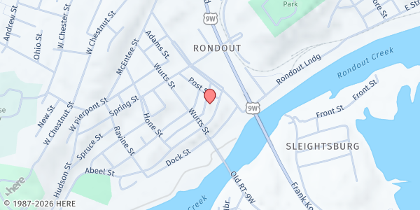 Map showing Heavenbound Food Pantry - Food Distribution Center at 24 W Union St, Kingston, NY