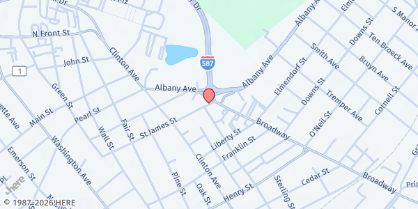 Map showing PEOPLE'S PLACE FOOD PANTRY at 17 St. James Street, Kingston, NY