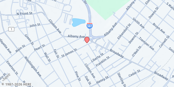 Map showing PEOPLE'S PLACE FOOD PANTRY at 17 St. James St., Kingston, NY
