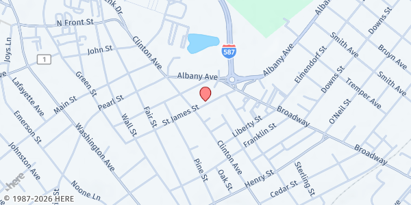 Map showing People's Place - Kingston at 17 St. James St., Kingston, NY