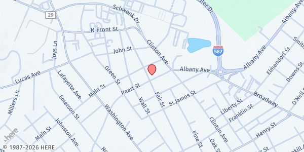 Map showing St. James United Methodist Church at St. James United Methodist Church, 35 Pearl Street, Kingston, NY
