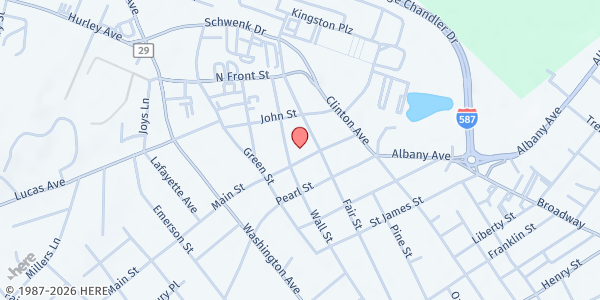 Map showing The Old Dutch Church at 272 Wall Street, Kingston, NY