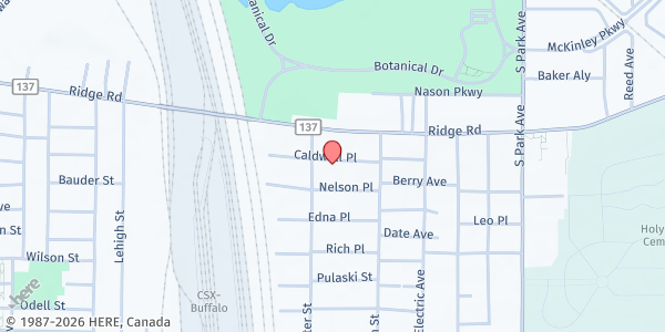 Map showing Catholic Charities - Lackawanna Pantry at 75 Caldwell Street, Lackawanna, NY