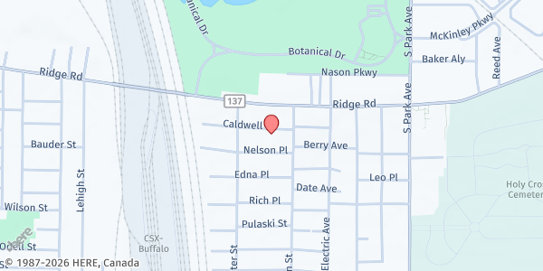 Map showing CATHOLIC CHARITIES - LACKAWANNA PANTRY at 75 CALDWELL STREET, LACKAWANNA, NY