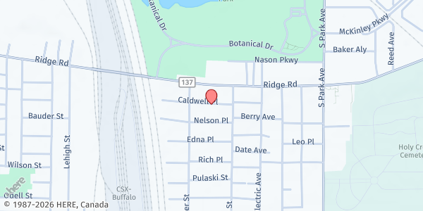 Map showing CATHOLIC CHARITIES - LACKAWANNA PANTRY at 75 CALDWELL STREET, LACKAWANNA, NY