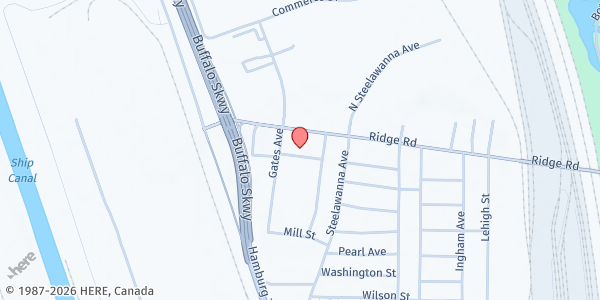 Map showing S.B.C.FOUNDATION Food Pantry at 18 CHURCH STREET, LACKAWANNA, NY