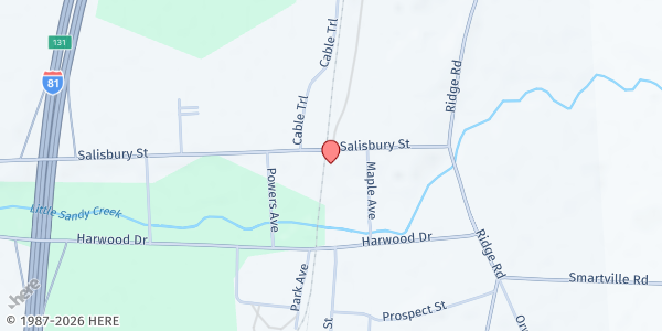 Map showing North Country Christian Church Soup Kitchen at 49 Salisbury Street, Lacona, NY