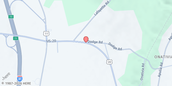 Map showing Lafayette Outreach Food Pantry at 6136 Cherry Valley Turnpike (rte 20), Lafayette, NY