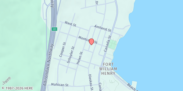 Map showing Caldwell Presbyterian Church at 71 Montcalm St, Lake George, NY