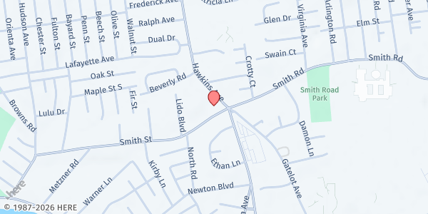 Map showing Loves & Fishes at 792 Hawkins Ave, Lake Grove, NY