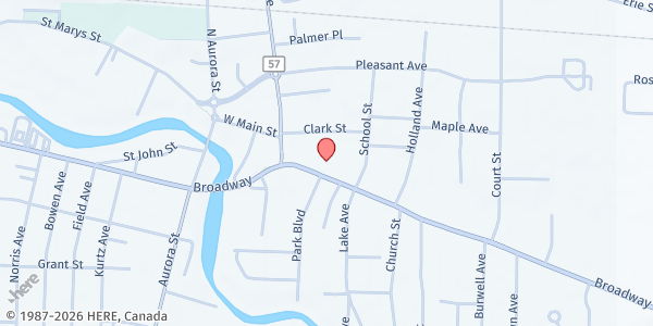 Map showing TRINITY PANTRY at 5448 BROADWAY ST, LANCASTER, NY
