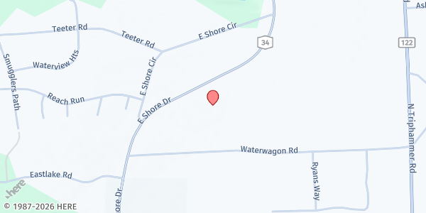 Map showing Lansing Food Pantry at 1767 East Shore Drive, Lansing, NY