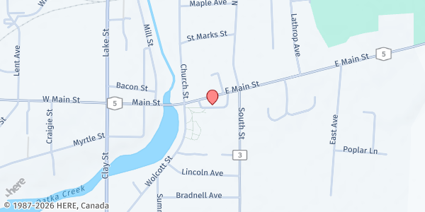 Map showing Trigon Park at Trigon Park, E Main St, Le Roy, NY