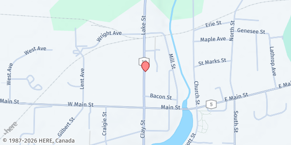 Map showing LeRoy Rotary Community Kitchen at 44 Lake Street (Rt. 19), LeRoy, NY