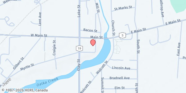 Map showing LeRoy Rotary Community Kitchen at 44 Lake Street (Rt. 19), LeRoy, NY