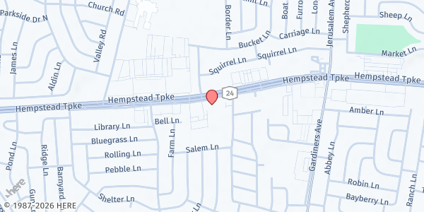 Map showing St. Bernard Parish Social Ministry at 3100 Hempstead Turnpike, Levittown, NY