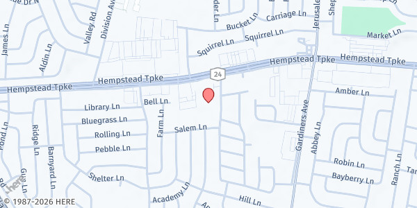 Map showing St. Bernard's Parish Social Ministry at 3100 Hempstead Tpke, Levittown, NY