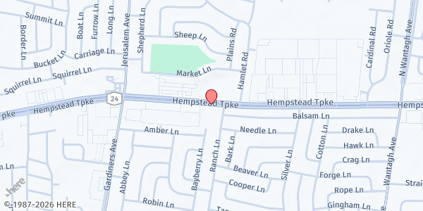Map showing The Napolitano Family Farm Stand at 3434 Hempstead Turnpike, Levittown, NY