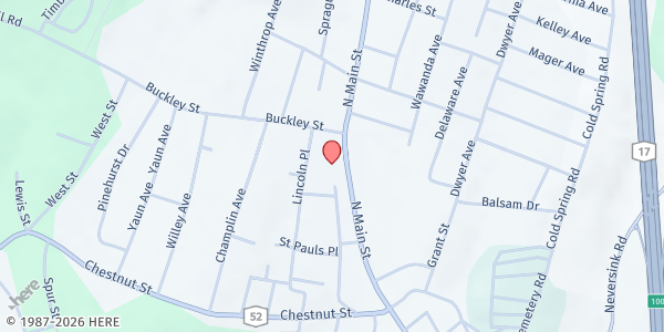Map showing St. Peter's Liberty Food Pantry at 264 North Main Street, Liberty, NY