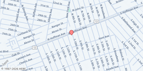 Map showing Heart of Worship at 301 West Hoffman Avenue, Lindenhurst, NY