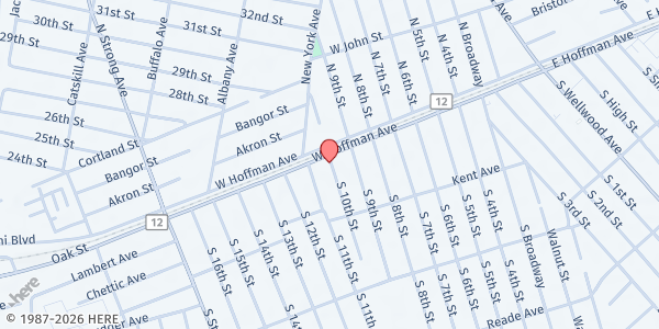 Map showing Heart of Worship Food Pantry at 301 West Hoffman Ave, Lindenhurst, NY