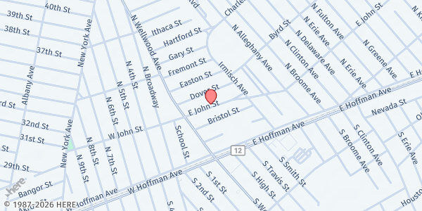 Map showing St. John's Evangelical Lutheran Food Pantry at 36 East John St., Lindenhurst, NY