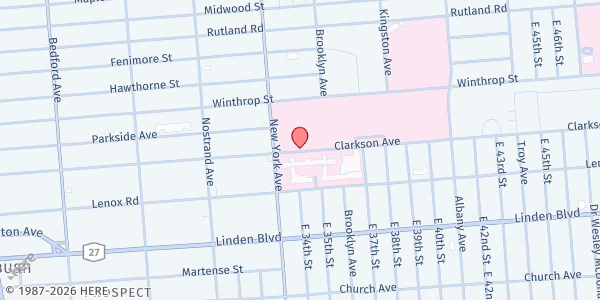 Map showing King's County Hospital - WIC Services at 451 Clarkson Avenue, Little Caribbean, NY