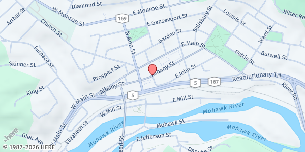 Map showing Little Falls Farmers' & Flea Market at Albany Street and 2nd Street, Little Falls, NY