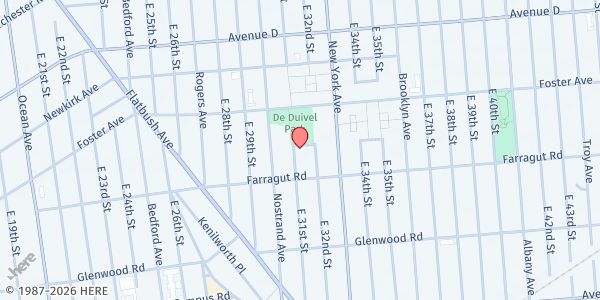 Map showing Evangelical Crusade Food Pantry at 557 East 31st Street, Little Haiti, NY