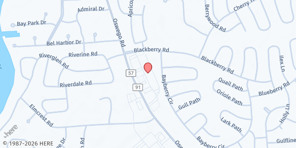 Map showing North Area WIC - Liverpool at 7608 Oswego Rd - Suite 8, Liverpool, NY