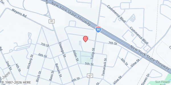 Map showing St Joseph the Worker Pantry at 1001 Tulip Street, Liverpool, NY