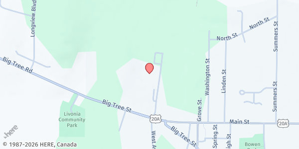 Map showing Avon Senior Site at 17 Wildbriar Drive, Livonia, NY