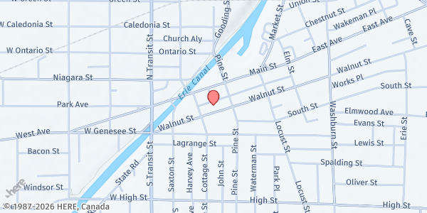 Map showing ALL SAINTS FOOD PANTRY SVDP at 61 WALNUT STREET, LOCKPORT, NY