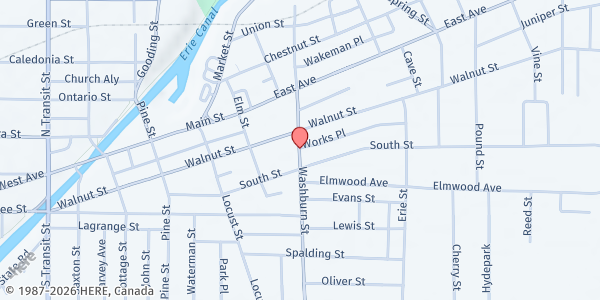 Map showing NIACAP LOCKPORT PANTRY at 180 WASHBURN STREET, LOCKPORT, NY