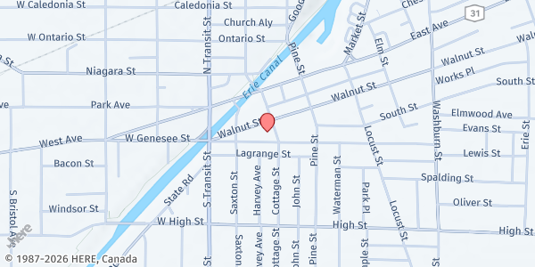 Map showing SALVATION ARMY - LOCKPORT at 50 COTTAGE STREET, LOCKPORT, NY