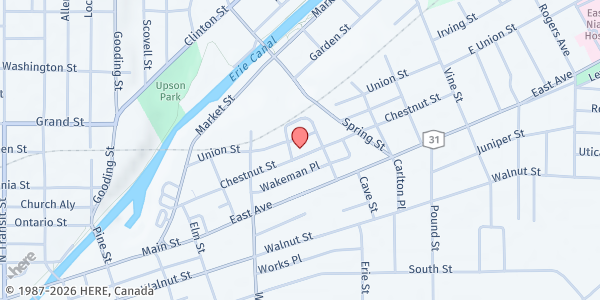 Map showing SISTER HELEN'S FOOD PANTRY at 160 CHESTNUT STREET, LOCKPORT, NY