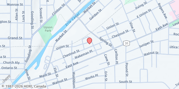 Map showing St John the Baptist RC Church at 168 Chestnut St, Lockport, NY