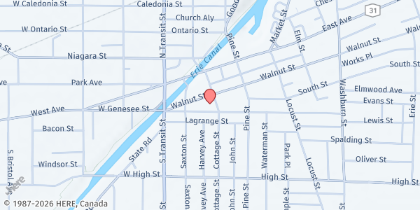 Map showing THE SALVATION ARMY - LOCKPORT at 50 COTTAGE STREET, LOCKPORT, NY