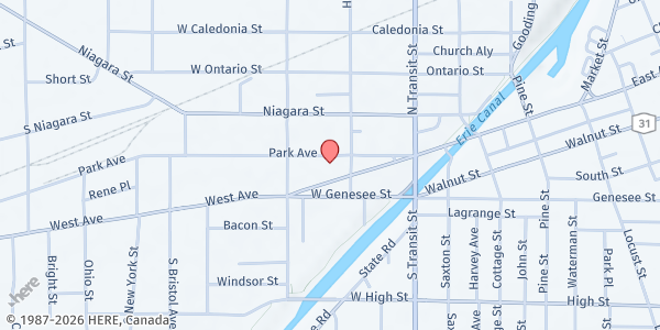Map showing YOUTH MENTORING SERVICES OF NIAGARA COUNTY Food Pantry at 86 PARK AVENUE, LOCKPORT, NY