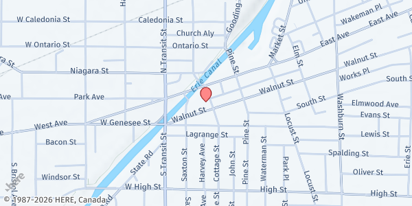 Map showing YWCA of Niagara - Food Distribution Center at 32 Cottage St, Lockport, NY