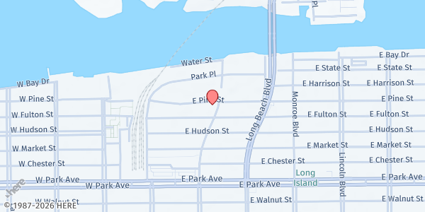 Map showing Long Beach Martin Luther King Center at 615 Riverside Blvd, Long Beach, NY