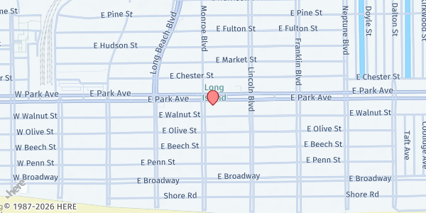 Map showing St. Mary of The Isle - Food Pantry at 315 East Walnut Street, Long Beach, NY