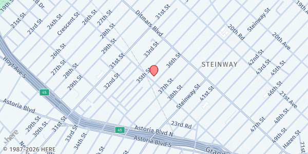 Map showing Astoria Halal Fridge at 35-13 23rd Avenue, Long Island City, NY