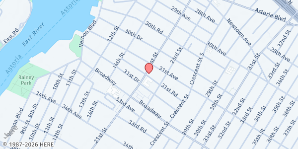 Map showing Cienfuegos Foundation- Astoria Baptist Church at 3117 21st Street, Long Island City, NY