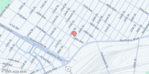 Map showing St. Patrick Roman Catholic Church at 29-28 29th St., Long Island City, NY