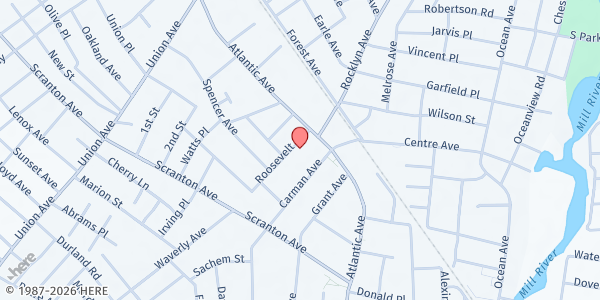 Map showing St. Raymond's Parish - Social Ministry at 12 Roosevelt Ave, Lynbrook, NY