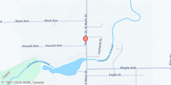 Map showing Lyndonville Presbyterian Church at 107 North Main St., Lyndonville, NY